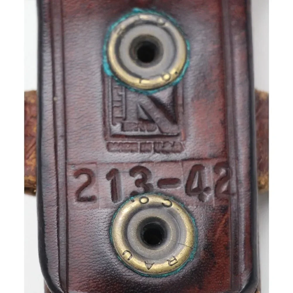 R.A.U. Co TOOLED BROWN REAL LEATHER 1 3/8